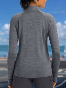 KEFITEVD Women's UPF 50+ Athletic Jackets Full Zip Lightweight Workout Jacket SPF Sun Protection Shirts Hiking Running - Dark Grey - View 2