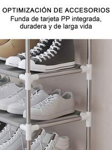 Zapatero 6/7/8/9 Niveles, Organizador Zapatera Rack, Zapatero Pequeño Apilable para 18 - 27 Pares, Organizador de Zapato para Almacenar y Guardar Los Zapatos, Se Utiliza en el Pasillo, Dormitorio, Sala de Estar - Plata/8 capas - Ver 6