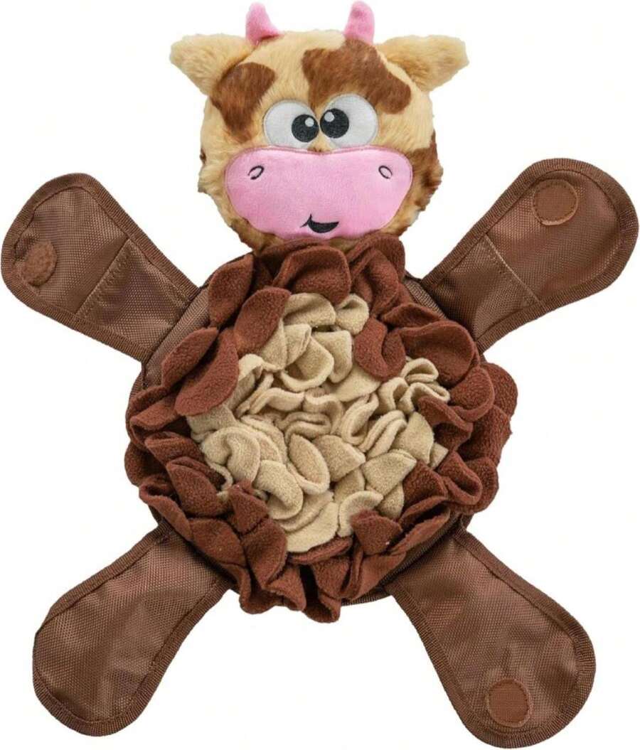 Outward Hound By Nina Ottosson Snuffle Palz Plush Snuffle Mat Dog Treat Puzzle, Non-Slip, Brown, Cow, Large - ColorF - 查看 1