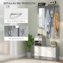 HOMCOM Percheros de entrada - Gris Oscuro - Ver 3