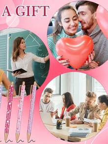 6pcs/Set Elegant Women's Ballpoint Pens, Cute Shiny Ballpoint Pens, Exquisite Gift Pens, Diary Pens, Suitable For Office, School, Valentine's Day, Thanksgiving, Graduation Ceremony, Metal Pen Tip, Round Pen Body, Fashionable Shiny Design - Multicolor - View 10