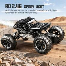 1辆2.4G遥控喷雾越野合金车，28厘米攀爬车，带灯光、大轮胎，适用于沙漠地形，户外电动玩具车，节日礼物 - 彩色 - 查看 6