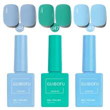 GMUME 3支/套 15ml 粉彩蓝绿色凝胶指甲油，婴儿蓝、绿松石色、长春花色，冰雪冻冬春色彩，柔和可爱美甲，可卸UV/LED指甲油 - 彩色 - 查看 9