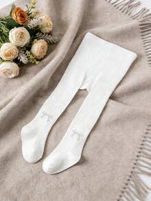 1pc Girls' Minimalist White Tight Leggings, Versatile Daily Wear - White - View 2