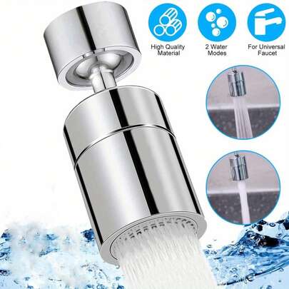 1个厨房水龙头延长适配器，720度旋转双模式喷水起泡器，节水水槽配件，通用水龙头过滤器喷嘴，易于安装，适用于厨房浴室家居清洁洗涤，防溅水，灵活旋转头，金属连接器，替换零件