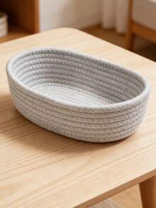 XqYBB 手工编织椭圆形收纳篮，小型悬挂式编织篮，适用于客厅、卧室、游戏室，可存放零食，DIY 绳编篮，节日装饰，礼品，玩具收纳，适合开学季 - 灰色 - 查看 14