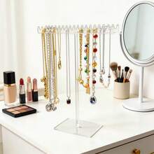 1pc Elegant Black Velvet T-Bar Bracelet Display Stand - Tabletop Jewelry Holder, Mother's Day Gift, Suitable For Retail Display Cases - Clear - View 6