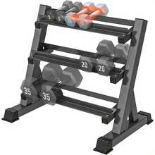 Dumbbell Rack 3-Tier , Alloy Steel , Loads Up To 1100 Lbs , Space-Saving Design , One Rubber Foot , Suitable For Home Gym - Black - View 1