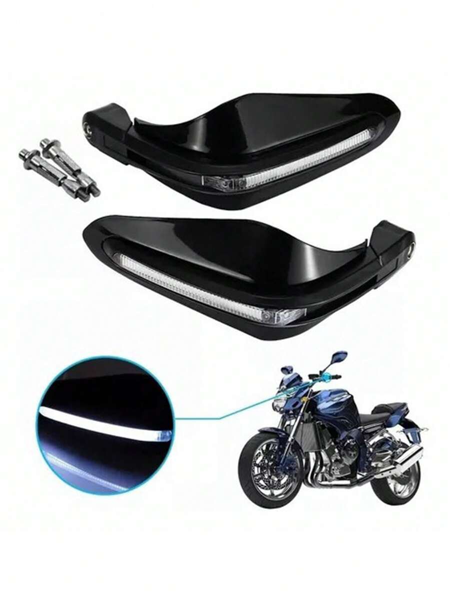 2 Pieces Motorcycle Handguards With LED Light, Universal Motorcycle Armrest Light, Motorcycle Handlebar Cover With LED Light - A - 查看 1