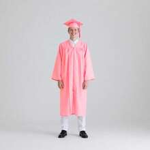 2026 Unisex Matte Graduation Gown And Cap Set With Tassel For Middle High School Bachelor - Pink - View 6