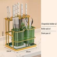 Organizador De Utensilios De Cocina Soporte De Cucharas de Cocina, Diseño practico y Multifuncional, Organizador de Cubiertos - Verde - Ver 6