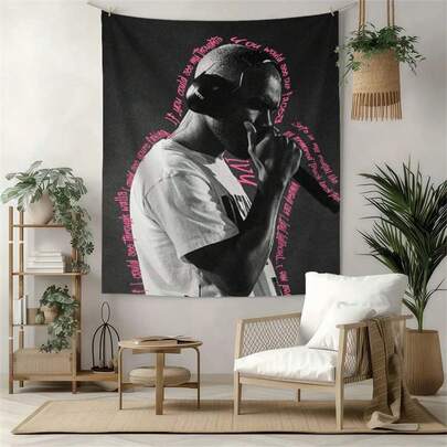 1pc Franks-Oceans Art Franks-Oceansart 90.55-59.06inch Patterned Tapestry Made Of Peach Skin Velvet, For The New Year 2026, , Wrinkle-Resistant, And Soft Wall Art, Portable For Cheering, Suitable As A Photo Backdrop, For Dorms, Bedroom