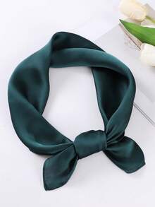 1pc Solid Color 70cm Faux Silk Printed Bandana Scarf, Minimalist Headscarf, Fashion Square Scarf, Elegant Neckerchief, Orange/Green/Red, Suitable For Halloween Costume, Headband, Gift Or Performance Scarf For Dress - 70 Satin - View 26