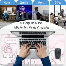 Pink White Mousepad Cute Anime  Mouse Pad Office PC Keyboard Desks Decort Desk Mat Office Accessories Laptop E-Sports Carpet - PINK-2 - 查看 3