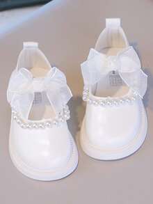 1 Pair Girls' Flat Shoes New Style Fashionable Soft Sole Children's School Shoes Mary Jane Princess Shoes - White - View 6
