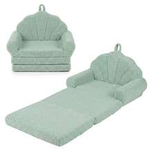 Fold-Out Kids Sofa 2-In-1 Convertible Toddler Couch & Lounger With Non-Slip Base Beige/Green/Pink - 綠色 - 查看 10