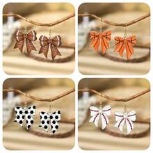 Sports Inspired Football Themed Bow Acrylic Earrings Women Fashion  Accessories Creative Design Earring For Girls Gift - C - 查看 4