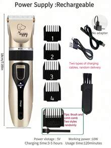 1 st uppladdningsbar hundrakapparat med låg ljudnivå, trimningssats för hundar, multifunktionsset för husdjursklippare, lämplig för rakning och frisyr för husdjur - Multifärgad - Visa 10