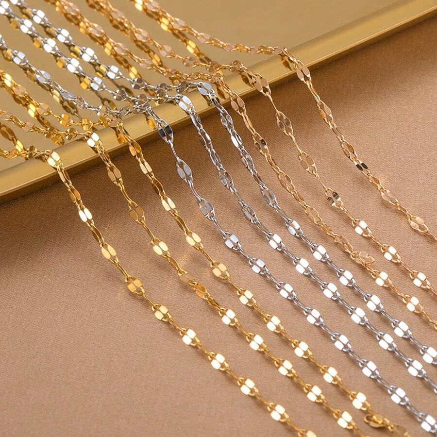 2米金色不锈钢唇链，项链，颈链，DIY珠宝制作配件