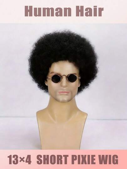 Afro Kinky Curly 13x4 Lace Front Wig,Human Hair Wig With Bangs - Short Curly Wave Kinky Curly Bob Wig For Women,Natural Looking For Women,Afro Curly Style,Versatile Hairpiece,70s Retro African Style Wig, Women's Curly Wig, Fluffy And Soft,Natural And Realistic,Suitable For Daily Wear,Parties,Cosplay And Occasions,For Party Cosplay Afro Wig,150% Density Black Color Wig,Short Layered Bob For Fun For Women,Easy To Wear.