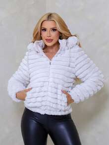 Double-Sided 2-In-1 Fleece Puffer Jacket - White - View 2