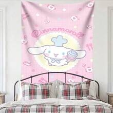SANRIO 1件可爱肉桂狗烘焙坊挂毯，粉色格子糕点装饰，三丽鸥主题家居装饰，适合女孩卧室和宿舍 - 彩色 - 查看 5