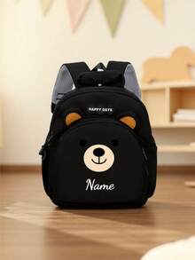 Customizable Backpack With Headphone Zipper And Bear Pattern, Personalized With Your Name Or Holiday Info. Suitable For School, Dance Class, And Travel. Great As Birthday Gift, Souvenir Bag, Christmas Or New Year Gift. Zipper Direction Random. - Multicolor - View 9