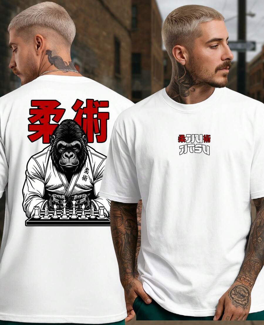 Unisex T-Shirt Martial Art Jiu Jitsu Fight Sport Gorilla Academy Training Strike - trắng - Xem 1