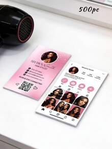 200/500/1000pc Customize Hair Stylist Pink Business Cards Template,Personalized Photo & Text Media Influencer Style Card, Beauty Salon Contact Card, QR Code Business Cards,Freelance Beauty Professionals Business Cards, Beauty Artist/Hair/Nails/Lahes Business Cards Template,Beauty Salon Promotion Business Cards,Custom Card,Personalized Gifts - Multicolor - View 10