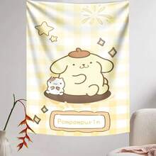 SANRIO 1件三丽鸥布丁狗挂毯，星形和钻石图案，美观的墙面装饰，柔软的涤纶布，适用于卧室和派对背景。 - 彩色 - 查看 3
