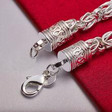 Pulsera con cierre de langosta, cadena plateada de plata esterlina 925 para mujer y hombre, joyería de moda para boda y compromiso - Plateado - Ver 3