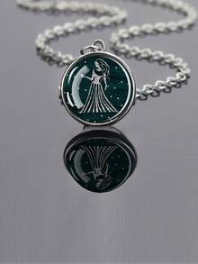 1件化石风格十二生肖主题玻璃凸面吊坠项链，搭配可调节链条，时尚又充满青春气息的配饰。 - 銀色 - 查看 11