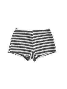 女士白色短袖T恤+黑白条纹短裤两件套，优雅休闲海滩度假风，镂空针织短裤搭配比基尼元素印花T恤上衣 - 白色 - 查看 6