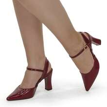 Women's Pointed Toe Dress Pump With Buckle And Block Heel 8588 - Redwood - View 6