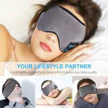 Antifaz para Dormir con Audífonos Bluetooth, Cómodo y Lavable, Transpirable, Inalámbrico con Micrófono, Incluye Cable de Carga y Guía - Negro - Ver 5