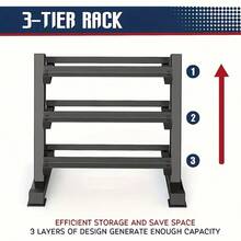 Dumbbell Rack 3-Tier , Alloy Steel , Loads Up To 1100 Lbs , Space-Saving Design , One Rubber Foot , Suitable For Home Gym - Black - View 10