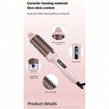 PTC Thermal Brush 1.5 Inch Light Pink Digital Display Smooth Hair Styling Tool For Sleek Results Daily Ionic Anti-Heated Double Thermal Brush Frizz Control Blow Out Straight & Curling Iron - Xem 4