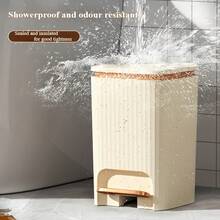 Senmeo 12L Rust-Proof Pedal Trash Can (Light Luxury), Large-Capacity For Small Spaces - 奶油黃 + 玫瑰金 - 查看 8