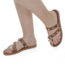 Women's Flat Sandal With Toe Straps 087-008 - Lạc đà - Xem 6