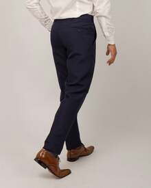 Men's Slim Fit Oxford Suit, Navy Blue, Plain, Italian Cut, 2 Vents, For Parties, Work, And Church - Màu xanh hải quân - Xem 5