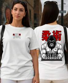 Unisex T-Shirt Martial Art Jiu Jitsu Fight Sport Gorilla Academy Training Strike - trắng - Xem 2