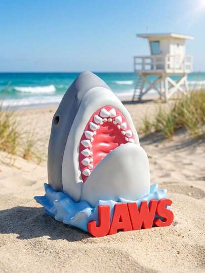  1 pieza Hucha de tiburón figura coleccionable de Jaws con licencia oficial de PVC, organizador de escritorio, decoración del hogar, tarro de ahorro, regalo de cumpleaños de Universal Studios