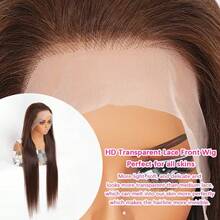 13X4 HD Transparent Lace Front Wigs Brazilian Blended Human Hair Straight Lace Front Wigs Swiss Lace Pre Plucked 13X4 Transparent Lace Wigs With Baby Hair Brown Hair For Women 200 Density - Brown - View 5