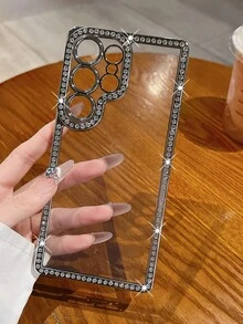 新款奢华时尚闪亮钻石透明手机壳，适用于三星 Galaxy S25/S25 Plus/S25 Ultra/S24/S24 Ultra/S24 FE/S23/S23 Ultra/S23 Plus/S24 Plus/S26/S26 Plus/S26 Ultra，6D 电镀边框后盖，送朋友的礼物 - 銀色 - 查看 3