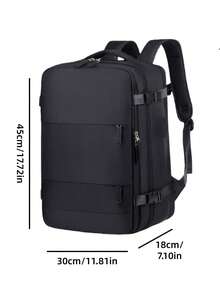 Expandable Backpack, Men's Large Capacity School Bag, Business Trip Luggage, Backpack, Travel Bag, Women's Computer Bag - Black - View 5