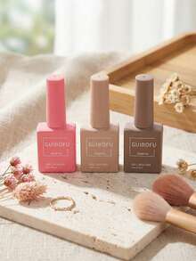 GMUME 3瓶/套 15毫升 粉色和棕色凝胶指甲油，摩卡灰褐色中性裸色，撞色秋冬暖色调，咖啡拿铁拉花，UV LED可卸甲油 - 彩色 - 查看 4