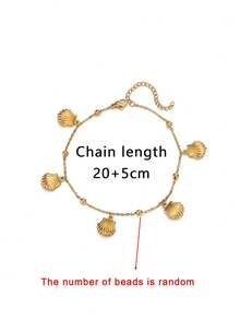 1件海洋风海星贝壳海豚脚链，金色不锈钢珠链脚链，夏季沙滩风，时尚脚部饰品，沙滩度假风脚链 - 金黃色 - 查看 16