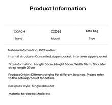 Coach Bolso de hombro para mujer CCD66IMXHE, de PVC con cuero, resistente al desgaste y a los arañazos, de gran capacidad, versátil para ir al trabajo y viajar, marrón clásico y lujoso - marrón - Ver 8