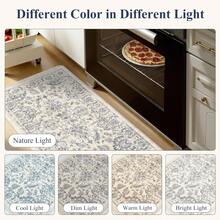 KIMODE Anti Fatigue Kitchen Mats Floor, Boho Floral Kitchen Rugs 17x29.5+17 X47", Cushioned Mats Kitchen Floor, Non Slip Kitchen Floor Mats, Sink, Laundry, Office, Desk Blue Multi E3V1 - Multi-blue - View 9