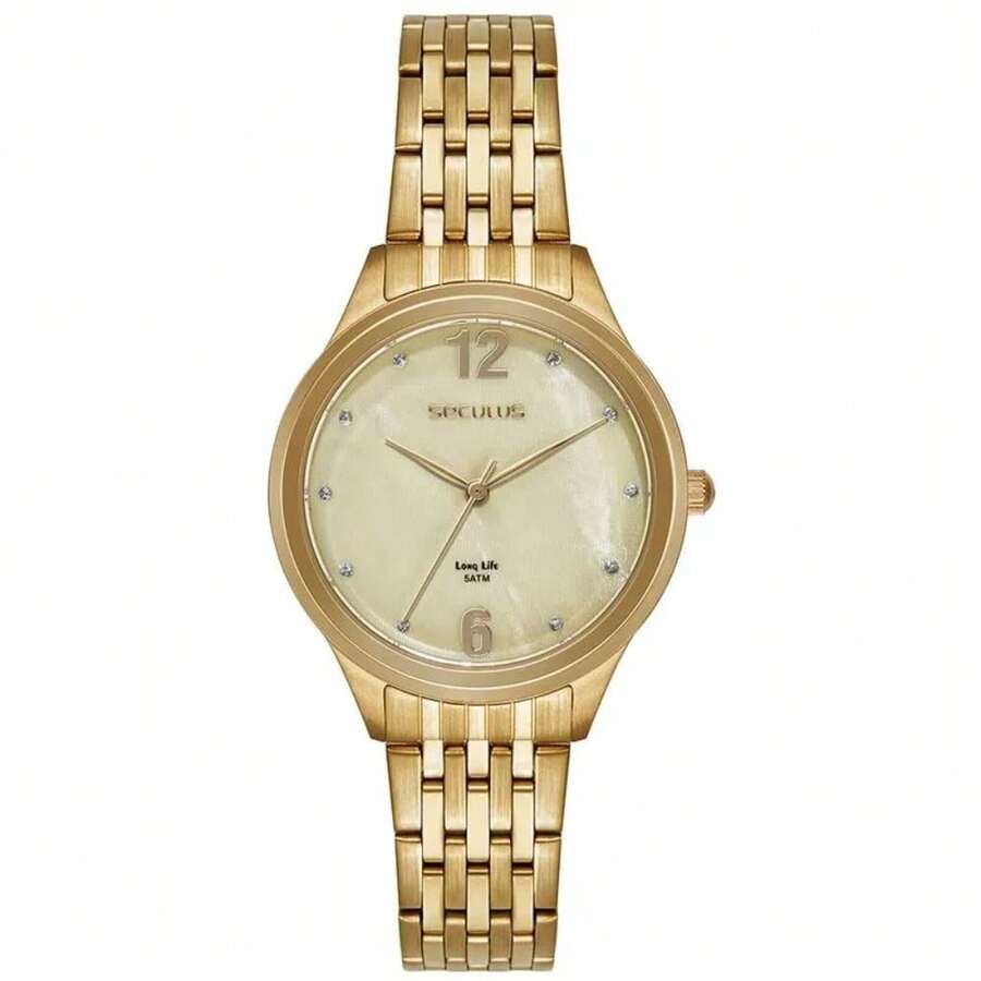 Relógio Seculus Feminino Ref: 44309lpsvda1 Casual Aço Dourado - Tamanho Único - Visão 1